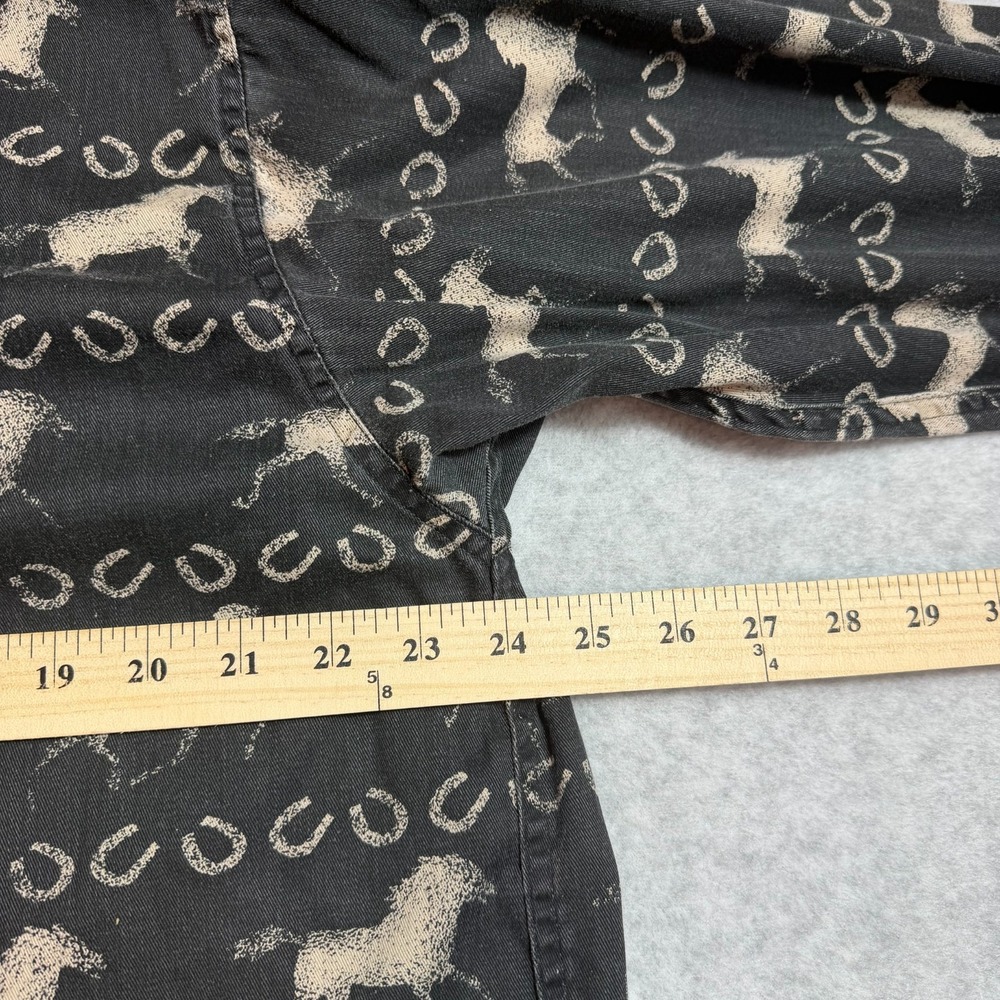 Vintage Coldwater Creek Womens L Black Horse Horseshoe Western Button Up Shirt - Picture 11 of 11